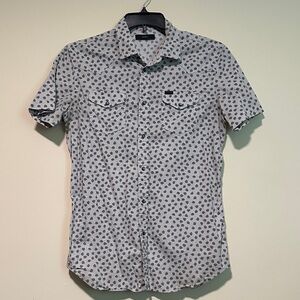 Diesel White and Black Patterned Casual Shirt